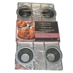 Chicago Metallic 6 Cup Popover Pan Non-Stick Heavy Duty Bakeware 26562 New